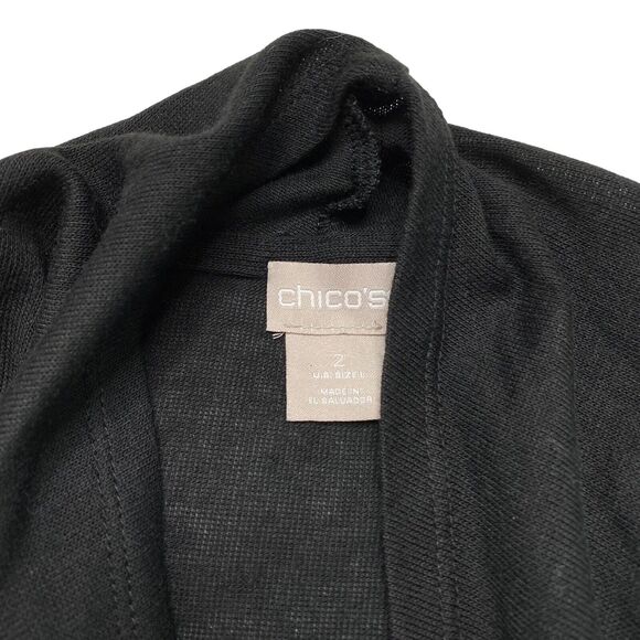 CHICOS Black Fine Knit Draped Long Sleeve Sweater Size Large (2) Layered - Picture 7 of 11